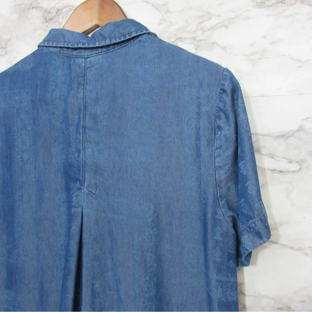 J. Jill Blue Casual Midi Shirt Dress with Notched Collar - Picture 4 of 12